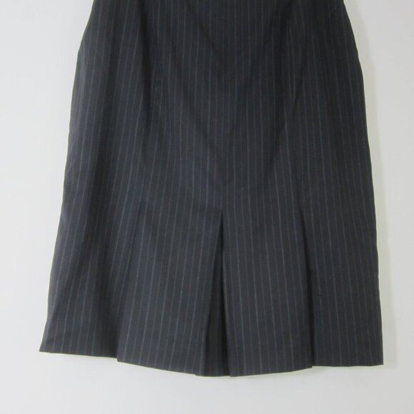 Brooks Brothers Womens 12 Black Striped 100% Wool Skirt Lined Back Pleats M - Picture 5 of 8